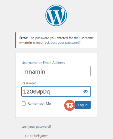 Cara Install WordPress pada XAMPP Localhost - login wordpress