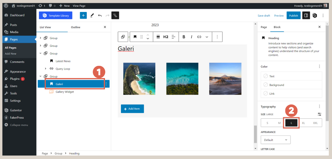 Create Gallery Section on Homepage