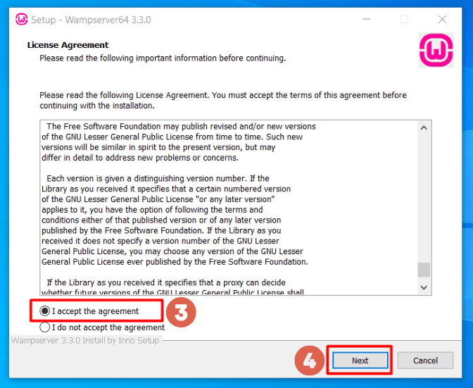 Cara instal wampserver - accept agreement