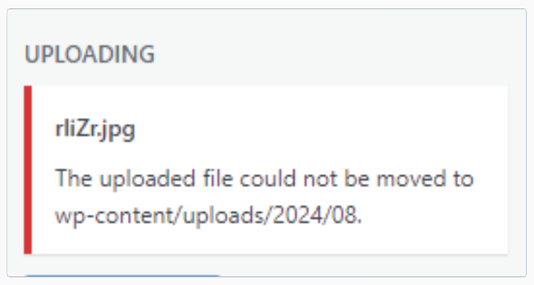 The uploaded file could not be moved to wp-content