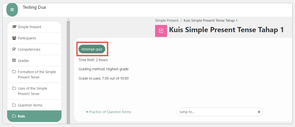 cara membuat ujian di moodle