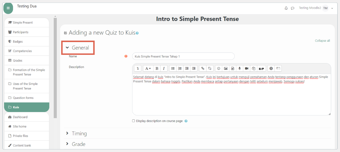 cara membuat ujian online di moodle