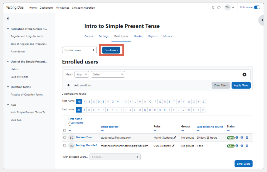 cara menambahkan absensi di moodle