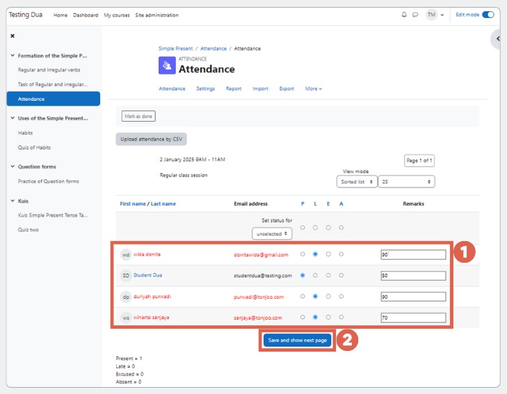 cara menambahkan absensi di moodle