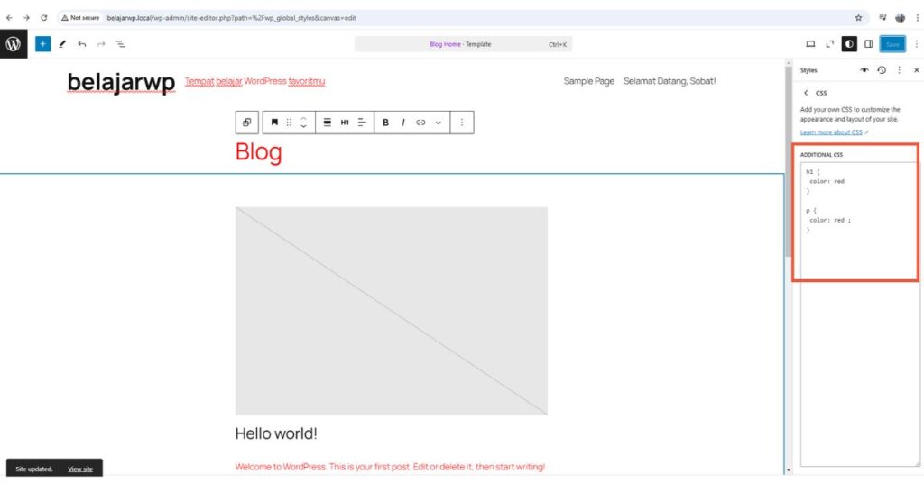 cara mengedit CSS di WordPress