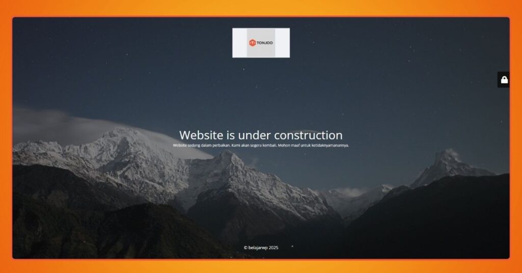 Tampilan website maintenance mode di plugin Maintenance.