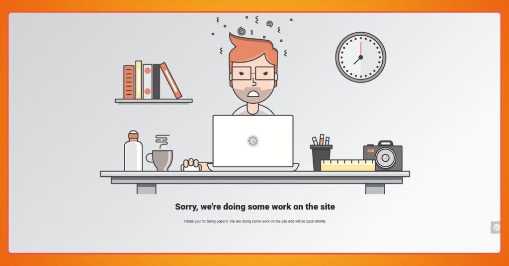 Tampilan landing page website maintenance mode Under Construction.