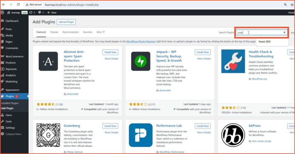 Cara Setting Yoast SEO Untuk Pemula 2 cari Yoast di pencarian