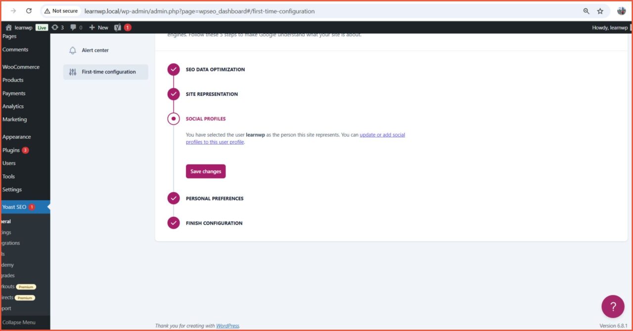 Cara Setting Yoast SEO Untuk Pemula 8 Quick Setup First time configuration Social Profiles