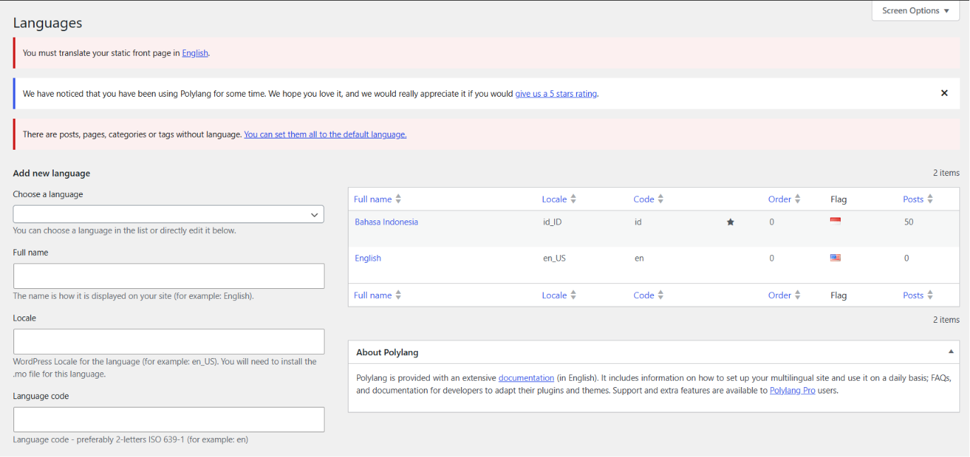 24 Plugin WordPress Terbaik & Populer yang Wajib Anda Install 26 Plugin WordPress terbaik Polylang