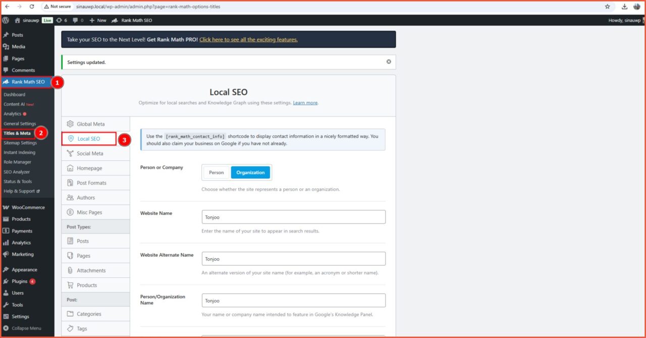 cara setting local SEO menggunakan Rank Math