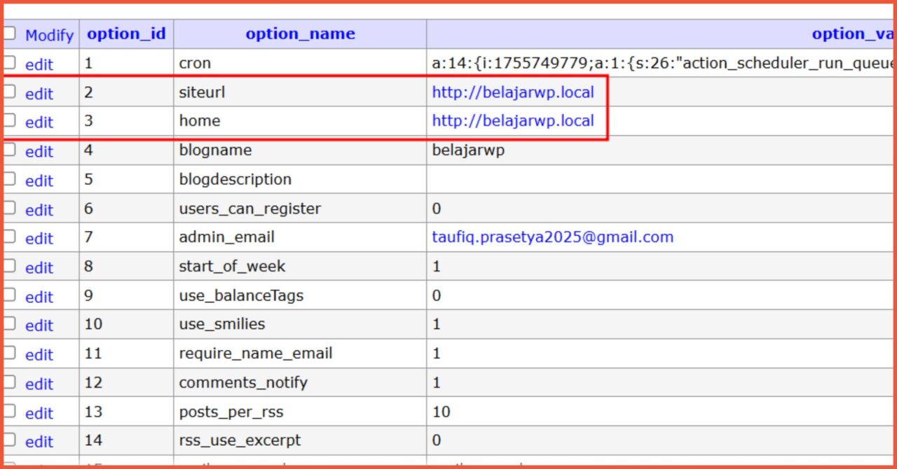 Cara Migrasi WordPress ke Domain Baru 2 Ubah domain via phpMyadmin