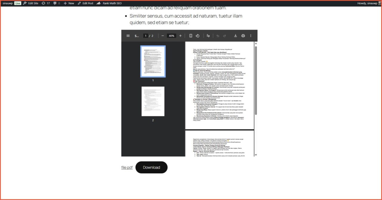 Tampilan file PDF tanpa plugin
