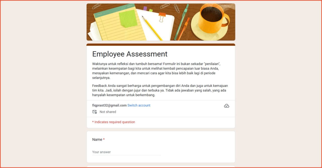 Contoh form employee assessment. 