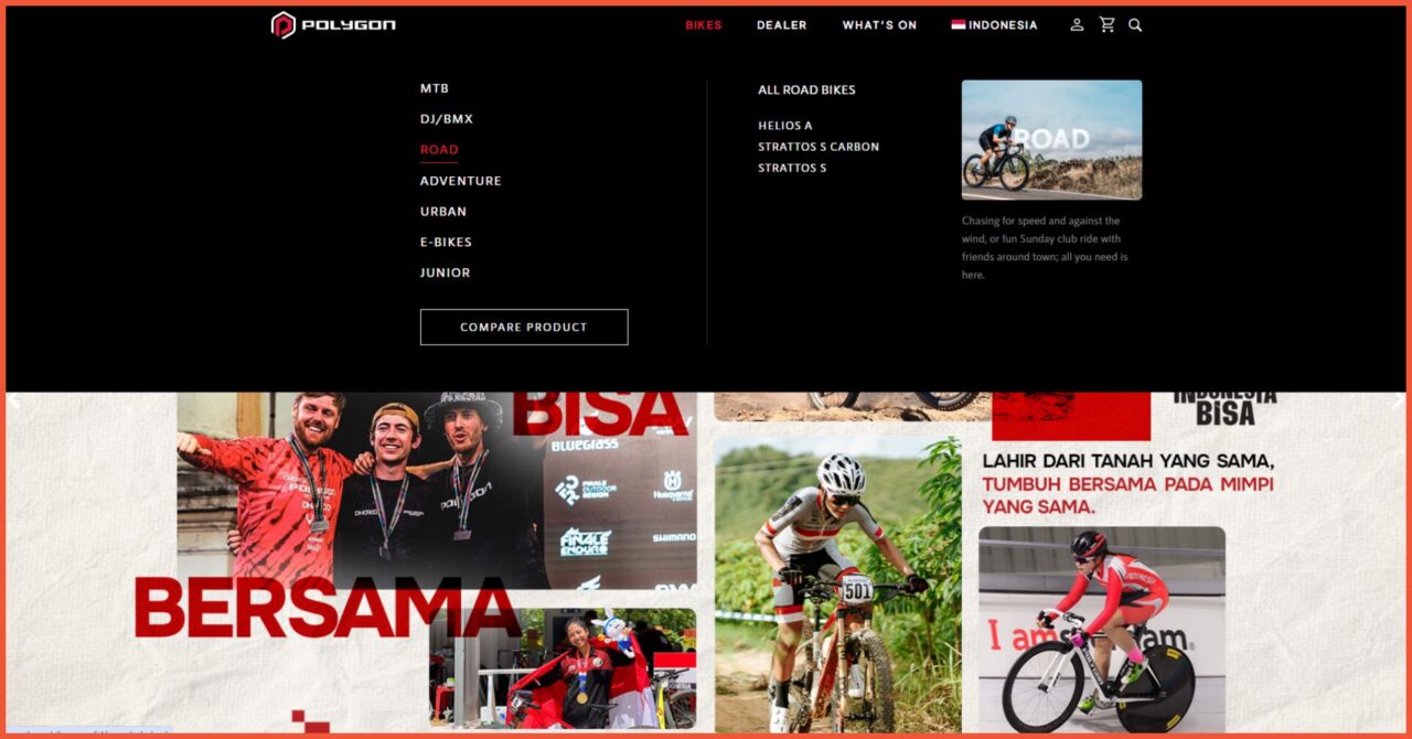 Contoh website toko online Polygon Bikes