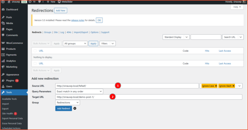 Cara redirect website di WordPress menggunakan plugin redirect dan plugin Rank Math SEO