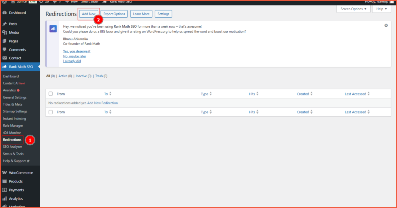 Cara redirect website di WordPress menggunakan plugin redirect dan plugin Rank Math SEO