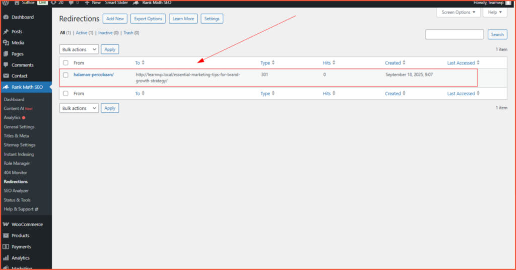 Cara redirect website di WordPress menggunakan plugin redirect dan plugin Rank Math SEO