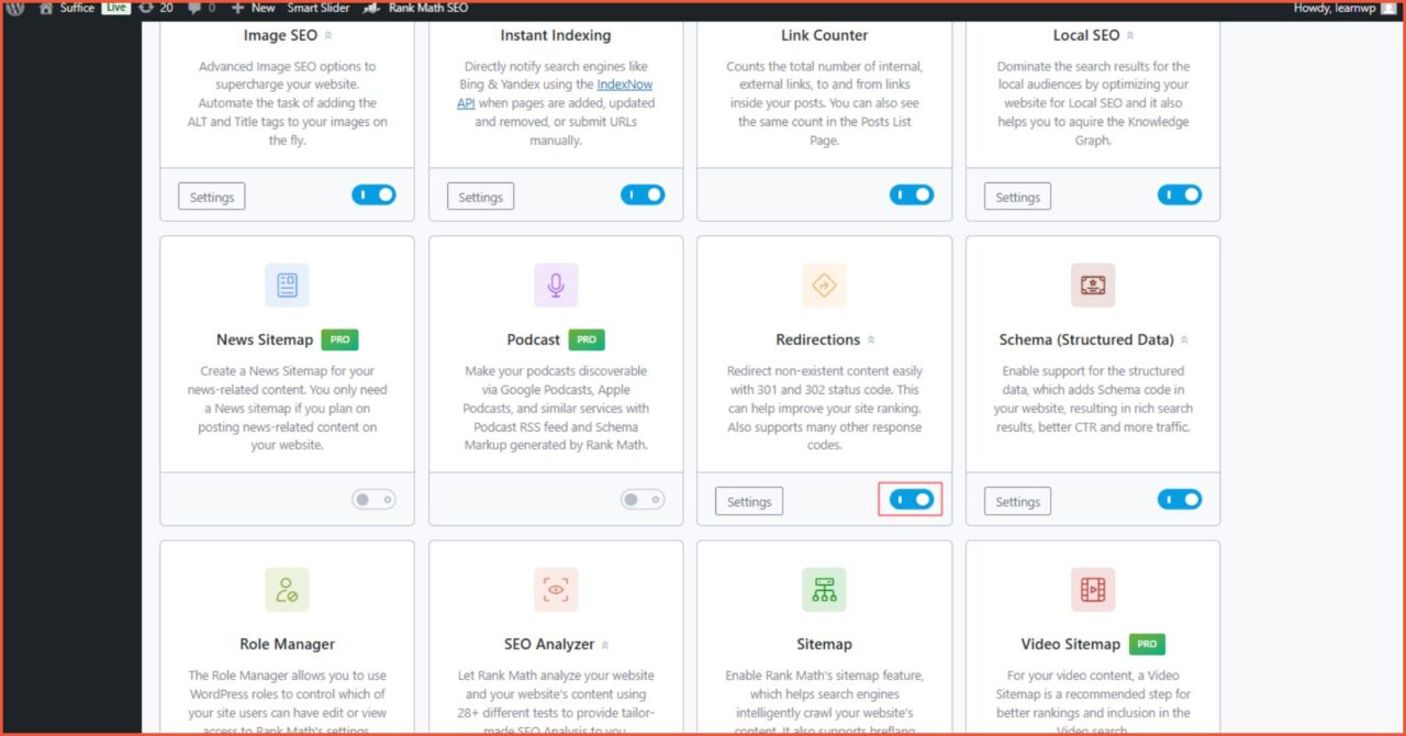 Activate the Redirects Module