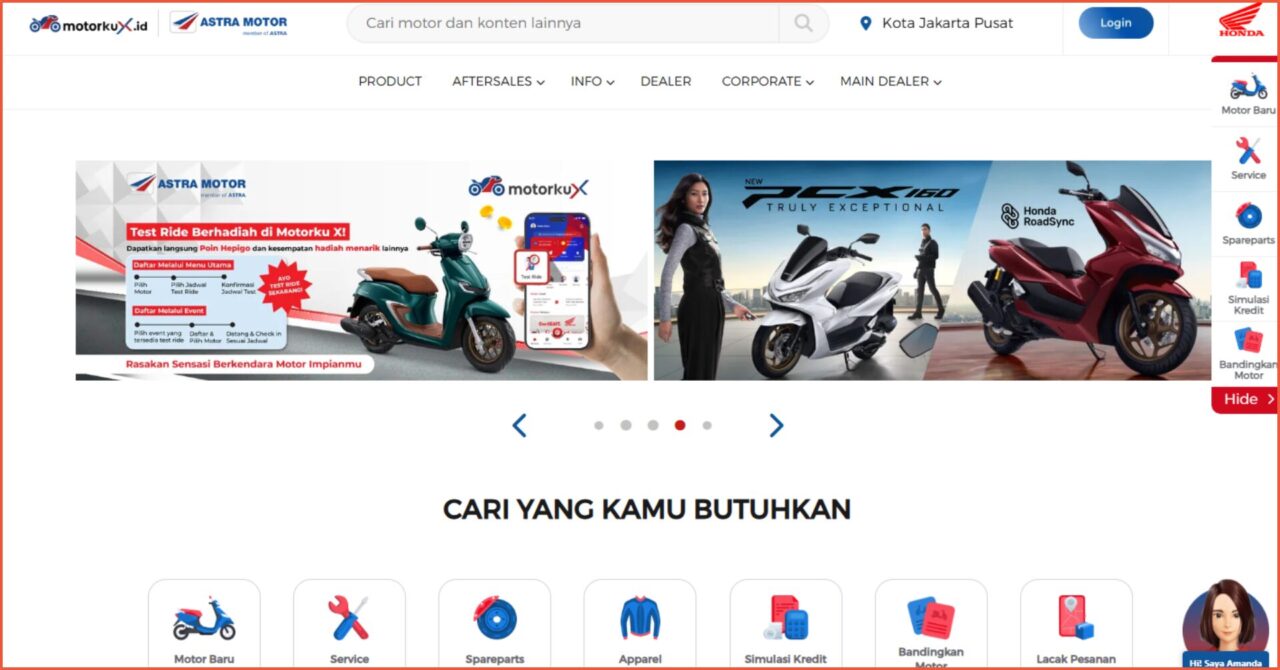 contoh website toko online Astra Motor