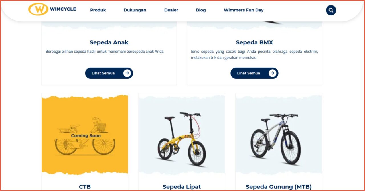 contoh website toko online Wimcycle