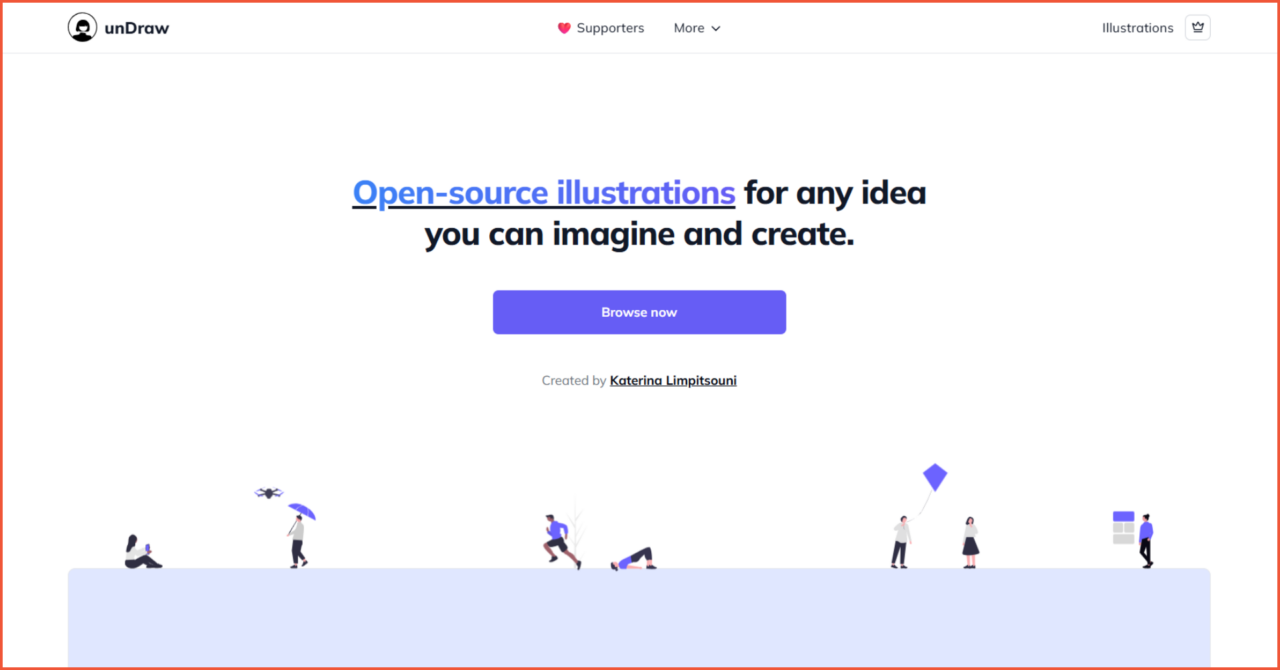 unDraw, one of the best places to get free illustrations for web design.