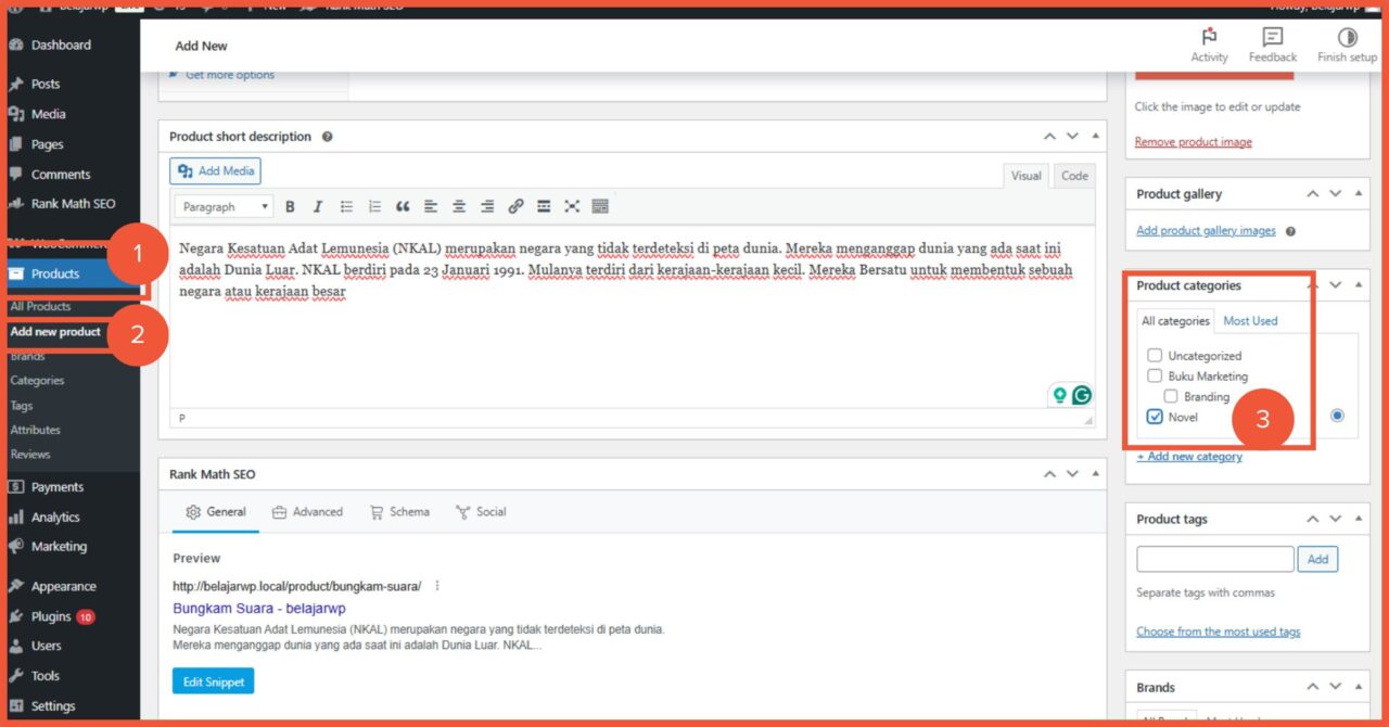 cara membuat kategori produk di WooCommerce