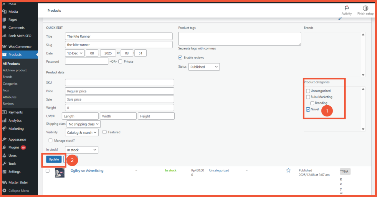 Menambahkan produk yang sudah ada ke kategori 2