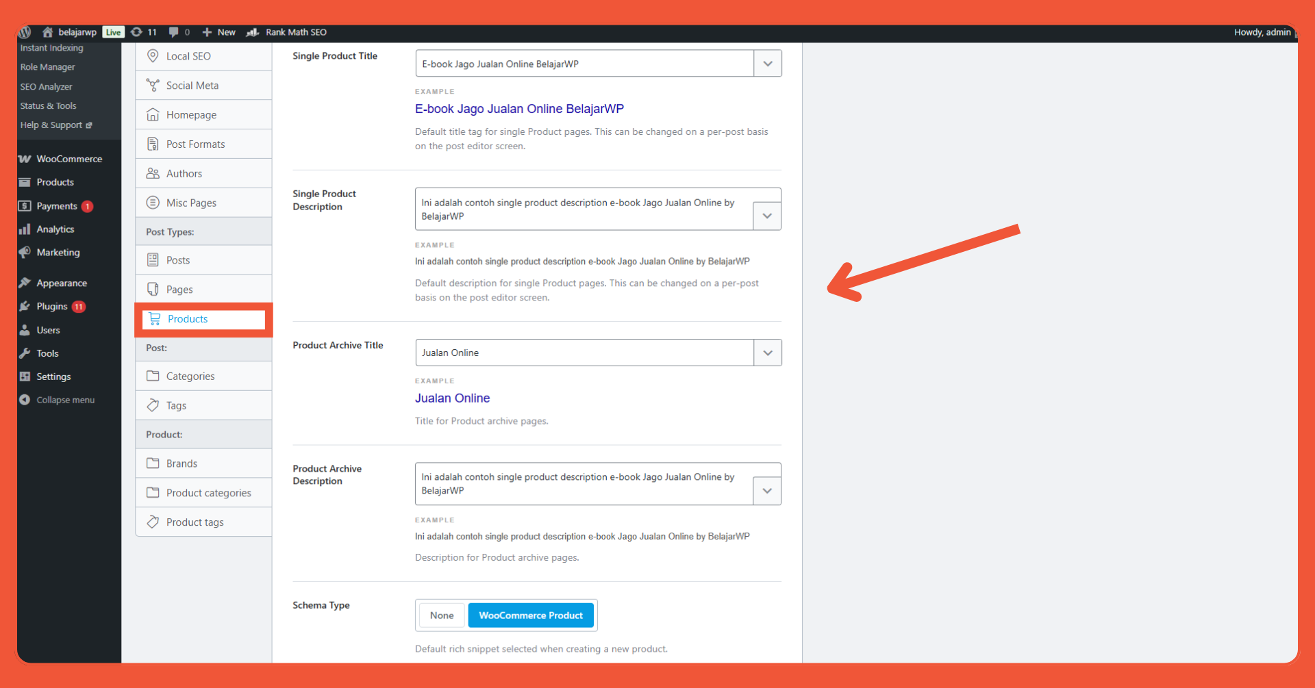 Rank Math integrasi Woocommerce