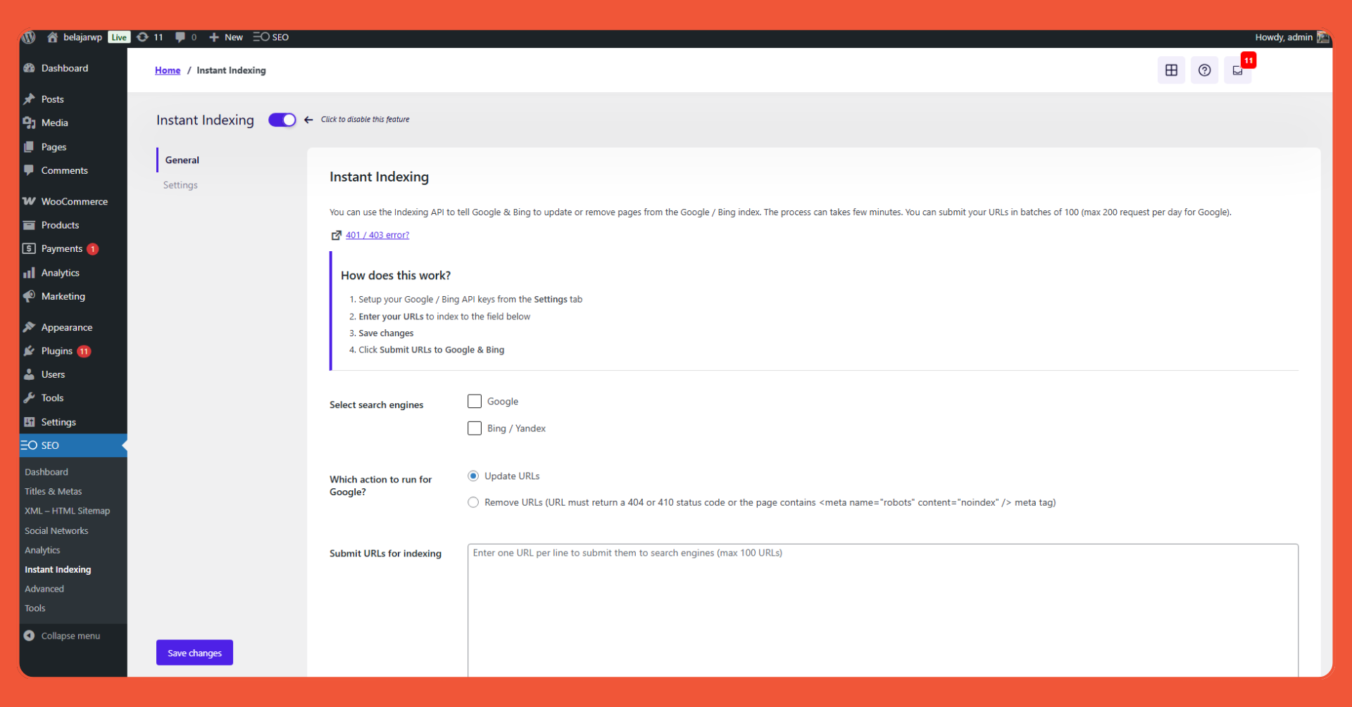 SEOPress Instant Indexing