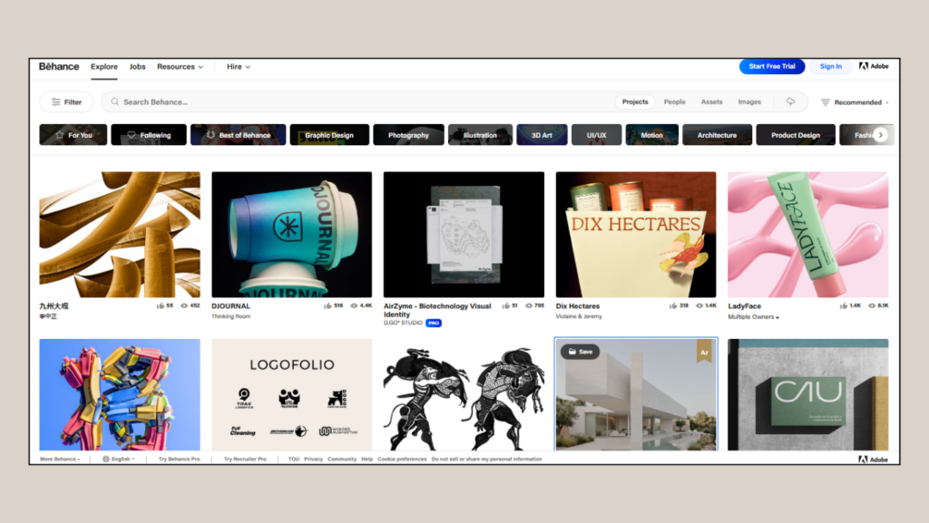 9 Web Design Resources Terbaik 2026 Gratis dan Berbayar 1 halaman utama behance
