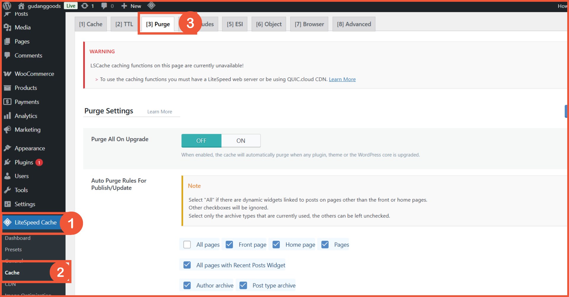 Cara Clear Cache WooCommerce untuk Menjaga Performa Toko Online 4 cara clear cache WooCommerce menggunakan LiteSpeed cache