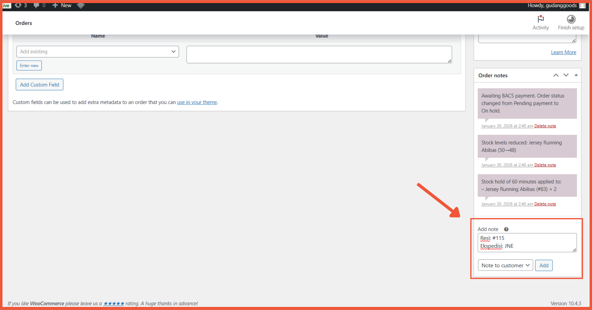 cara menampilkan tracking pengiriman di WooCommerce