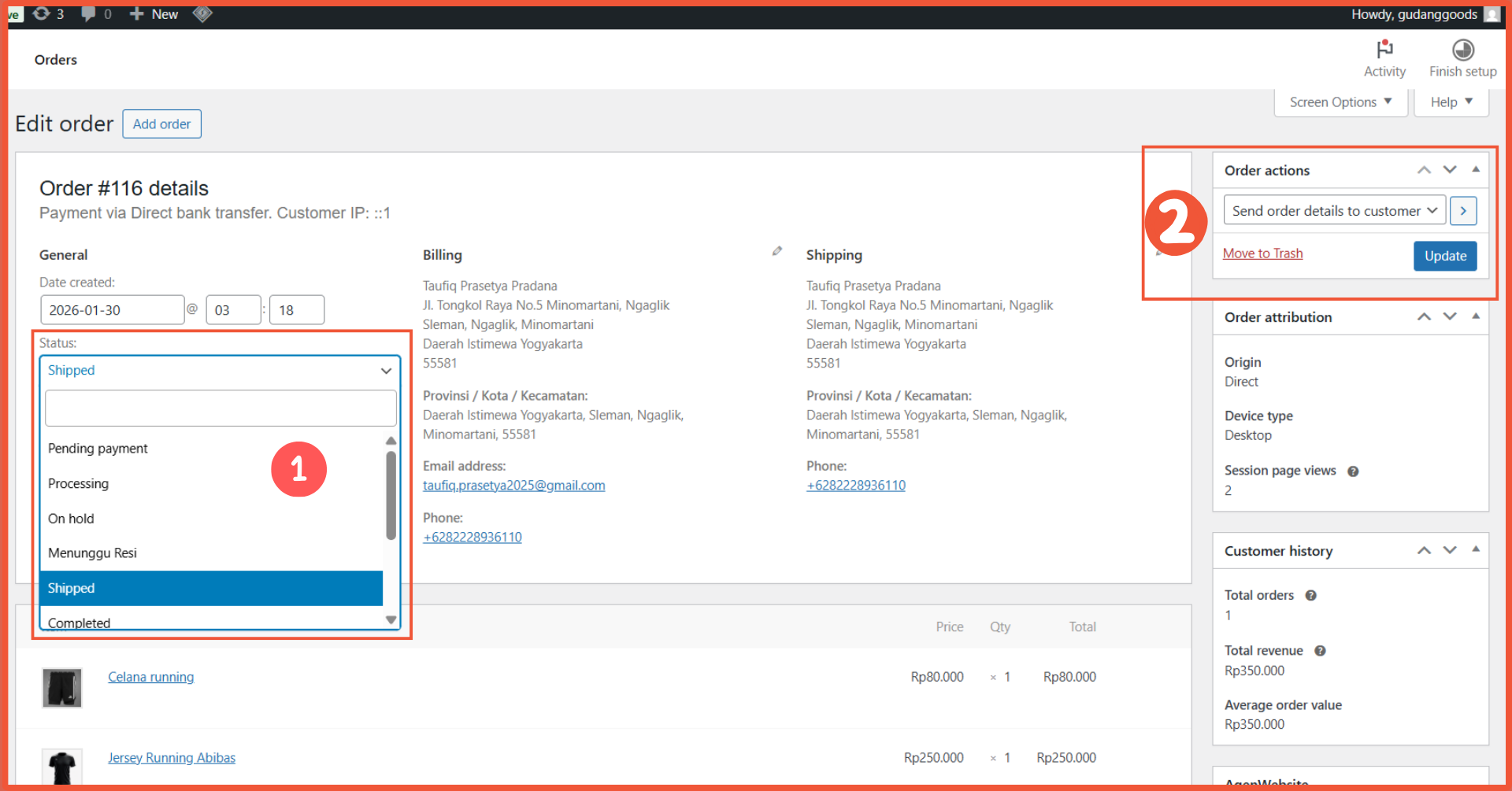 cara menampilkan tracking pengiriman di WooCommerce