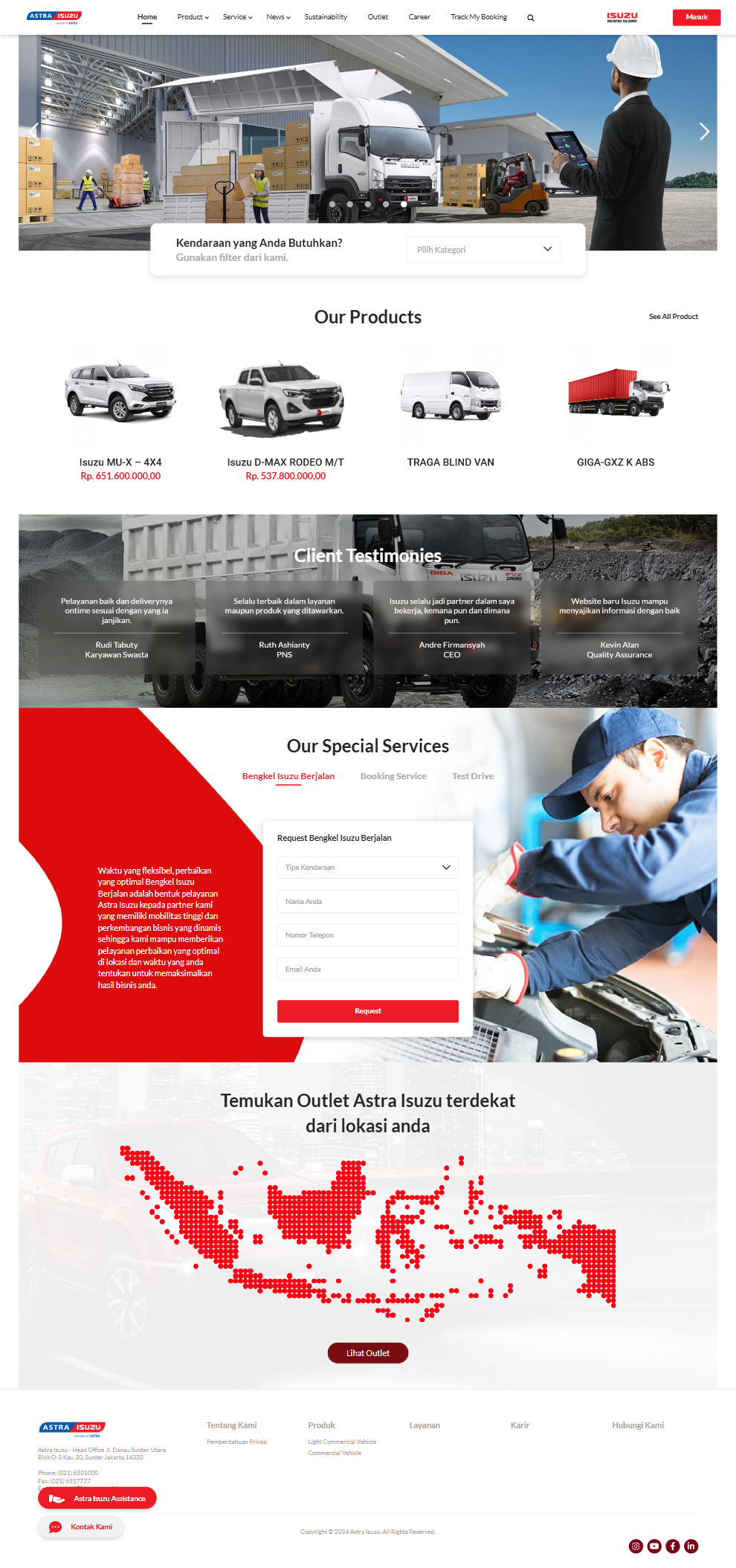 mockup website astra isuzu