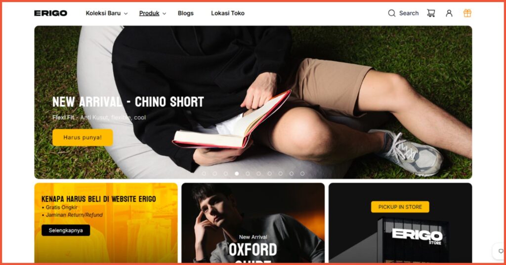 10 Contoh Website Bisnis Profesional untuk Berbagai Jenis Industri 3 Contoh website bisnis e-commerce Erigo