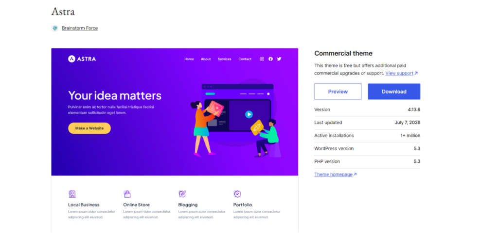 33 Best Free WordPress Themes in 2026 for Business 1 Best Free WordPress Themes - Astra