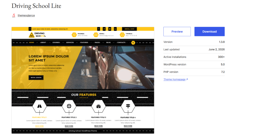 33 Best Free WordPress Themes in 2026 for Business 18 Best Free WordPress Themes Driving School Lite
