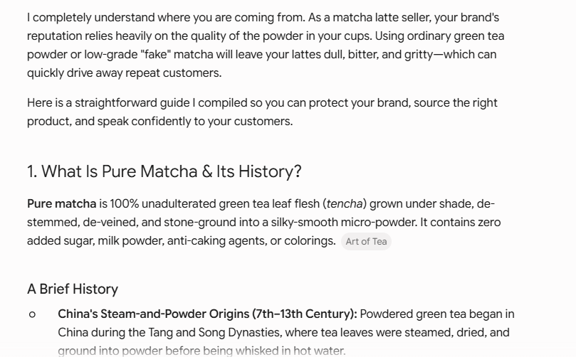 Detailed Prompt Examples for More Accurate and Relevant AI Responses 9 matcha definition by gemini