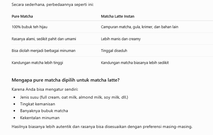 pengertian pure matcha