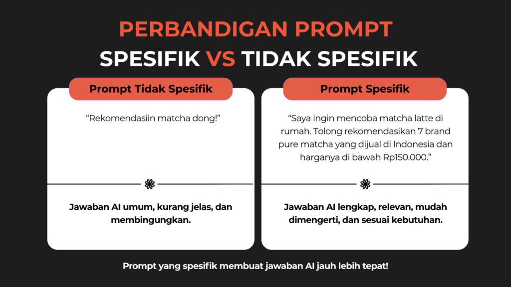 perbandingan prompt spesifik vs tidak spesifik