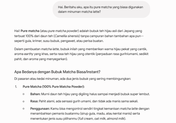 pure matcha rasanya seperti apa