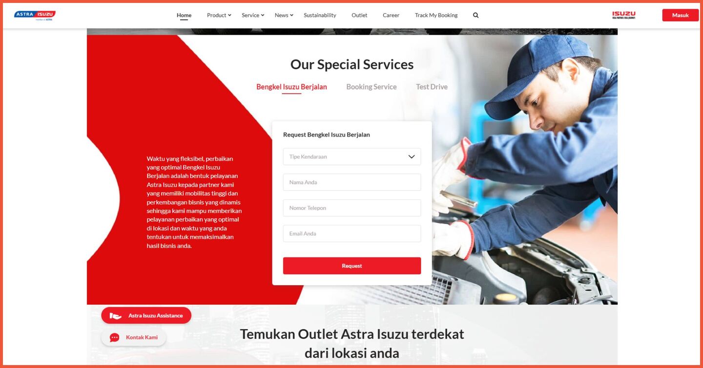 Contoh website WordPress Astra Isuzu