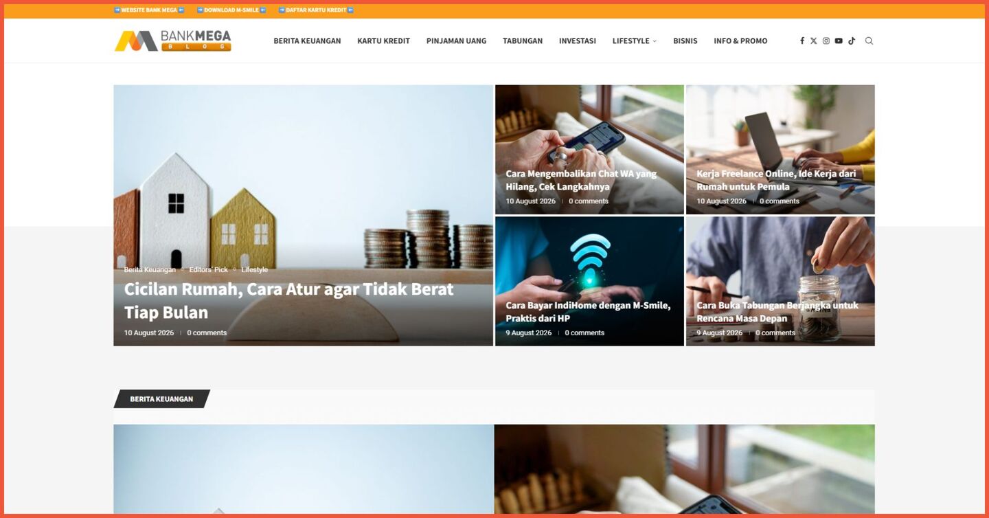 Contoh website WordPress blog Bank Mega