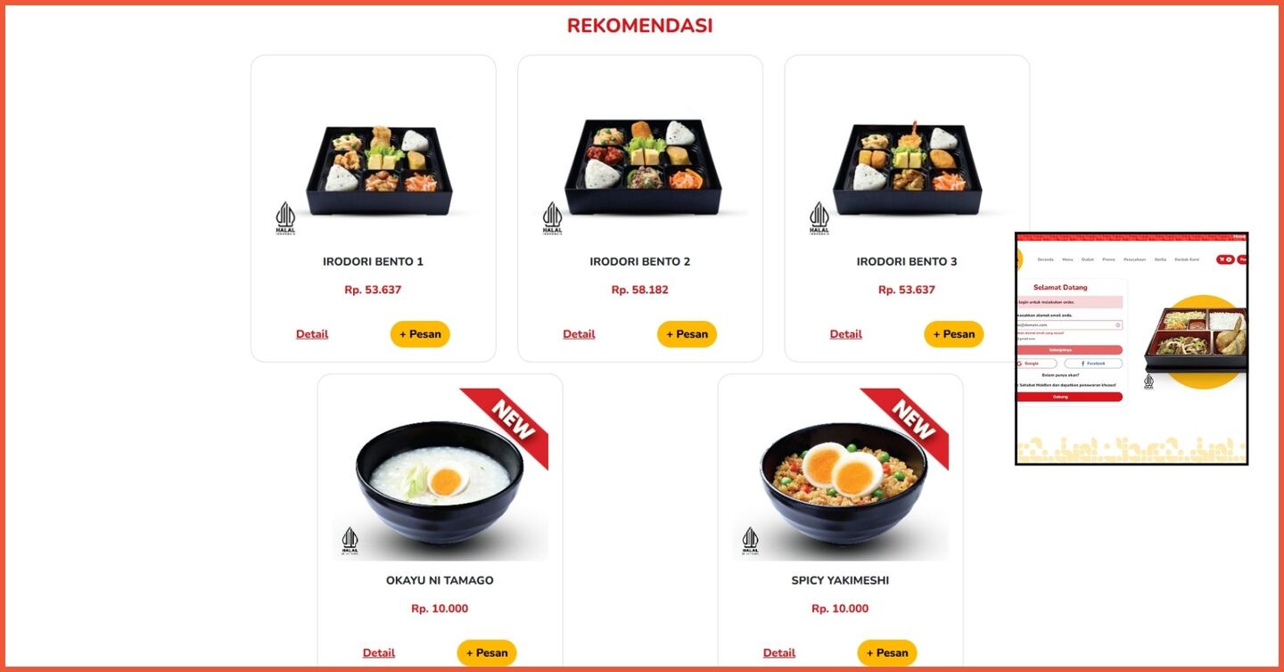 Contoh website makanan