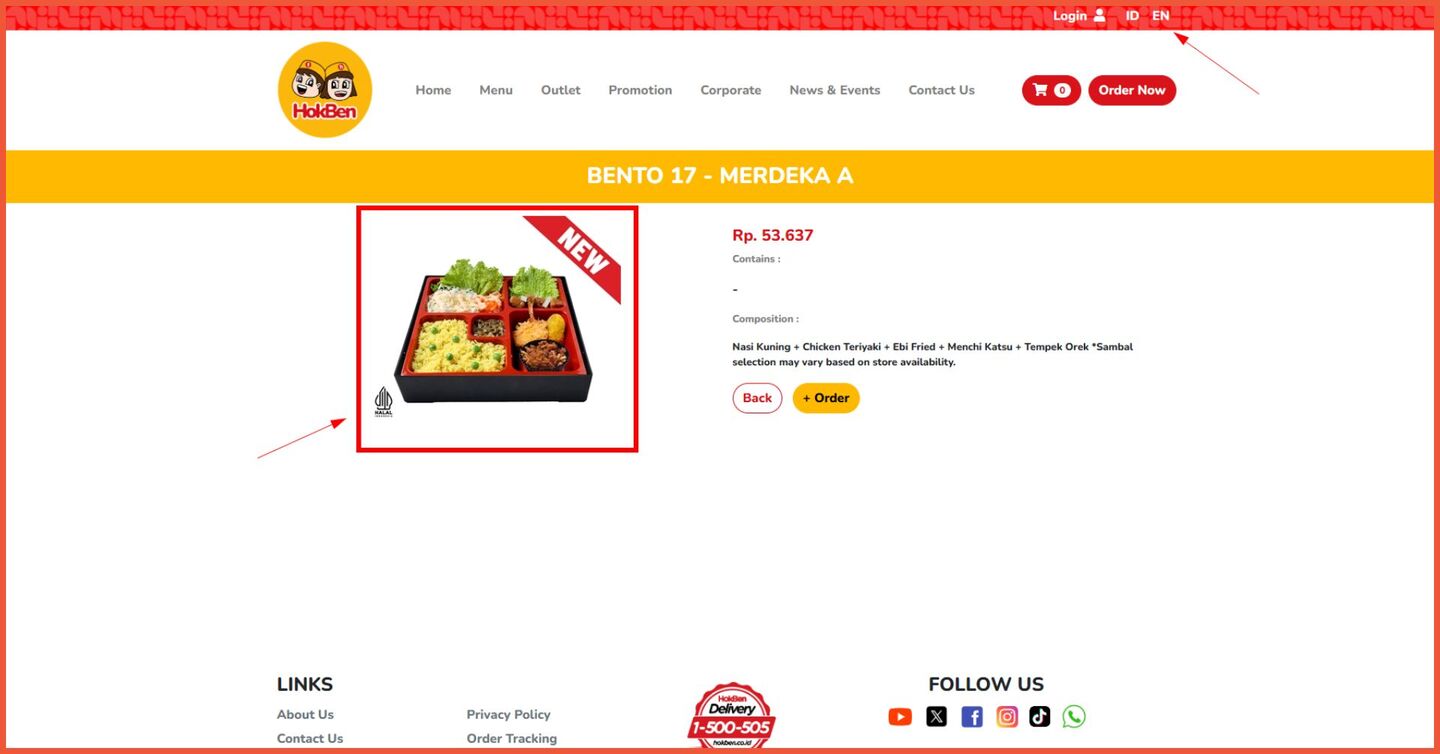 Contoh website makanan dan restoran