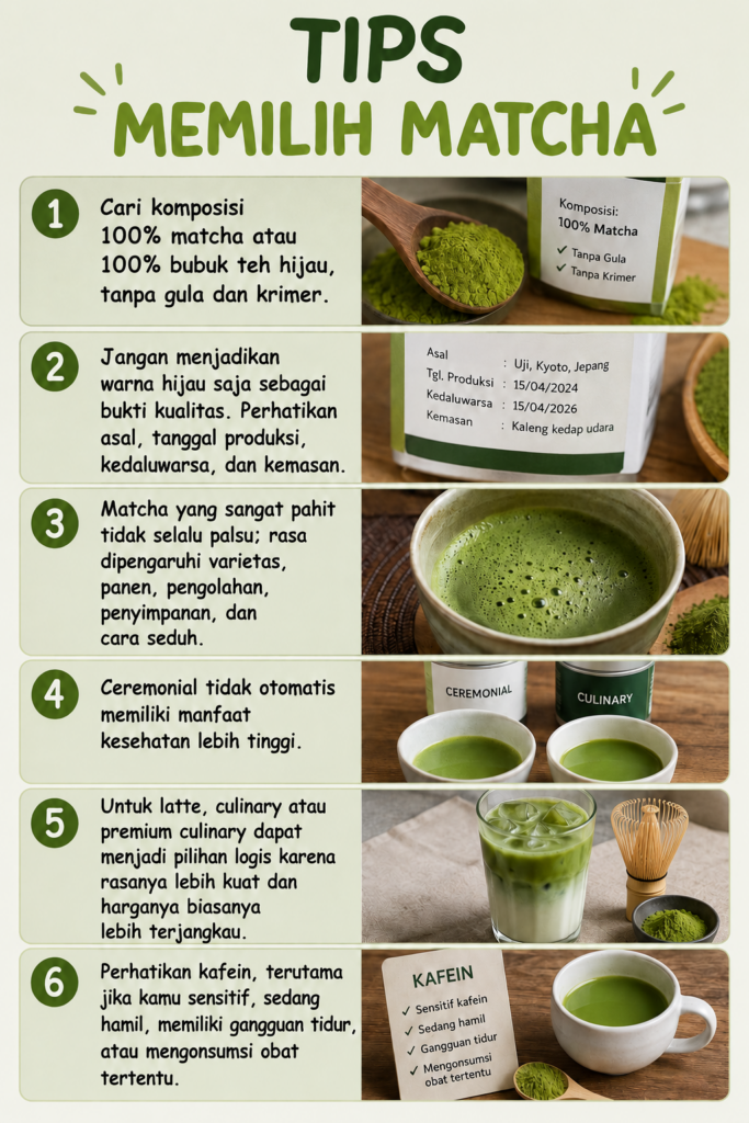 Hasil Prompt AI Masih Kurang Sempurna? Begini Cara Memperbaikinya! 2 Infografis tips memilih matcha