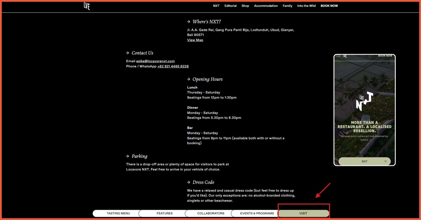 Contoh website makanan dan restoran