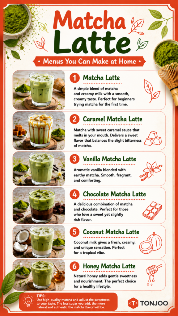 Tips for Prompting AI to Create Infographic Posters 6 matcha latte menus based on brand identity