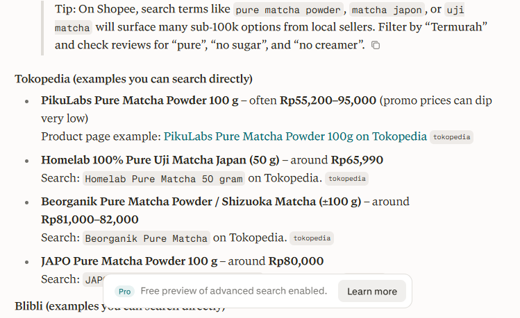 nama nama brand matcha